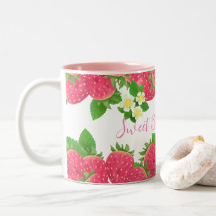 Erdbeere mit Blume Zweifarbige Tasse