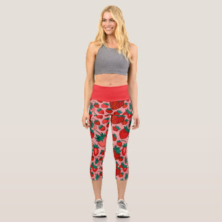 Erdbeere mit rot und grün capri leggings