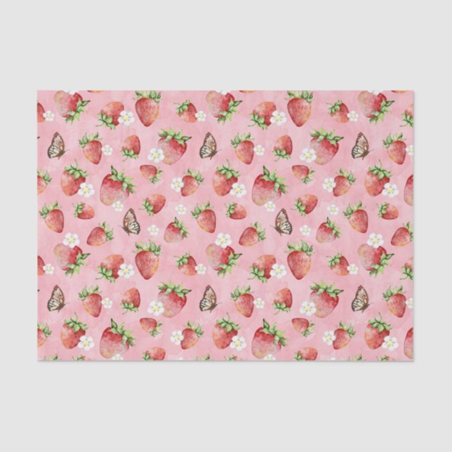 Erdbeere mit Schmetterling Seidenpapier (Vorderseite)