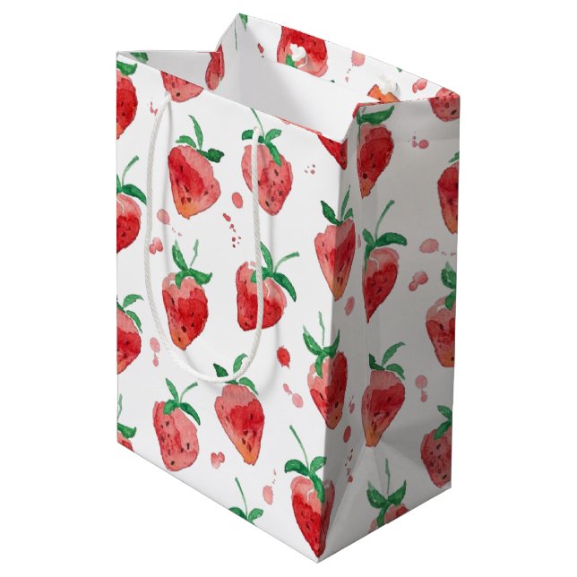 Erdbeere Mittlere Geschenktüte (Rückseite Schrägansicht)