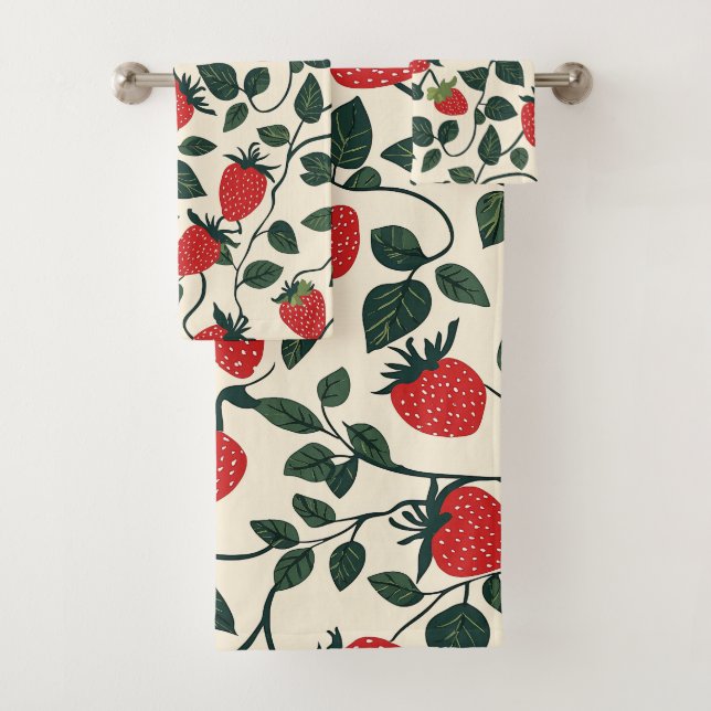 Erdbeere-Muster Badhandtuch Set (Insitu)
