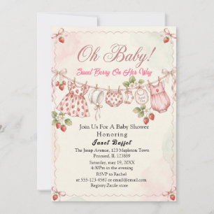 Erdbeere Oh Baby Sweet Pea Wäscheleine Baby Shower Einladung