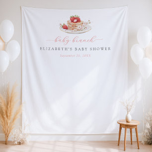 Erdbeere Pancake Brunch Babydusche Hintergrund Wandteppich