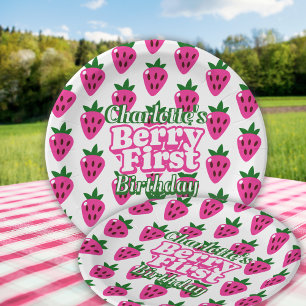 Erdbeere Pink Erste Geburtstag Pappteller