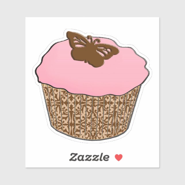 Erdbeere Pink Mattiert Cupcake Aufkleber (Blatt)