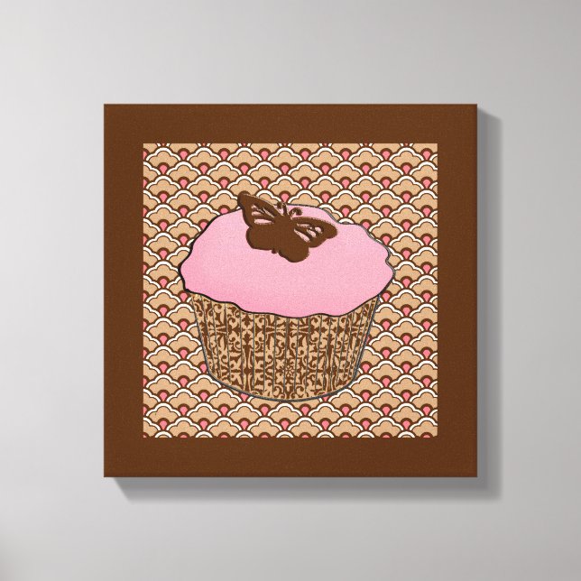 Erdbeere Pink Mattiert Cupcake Leinwanddruck (Vorderseite)