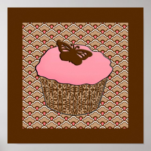 Erdbeere Pink Mattiert Cupcake Poster (Vorne)