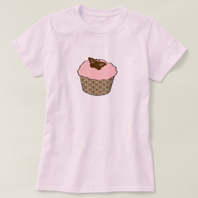Erdbeere Pink Mattiert Cupcake T-Shirt (Design vorne)