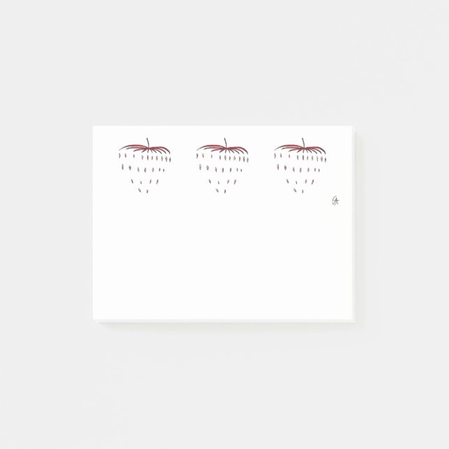 Erdbeere Post-it Klebezettel (Vorderseite)