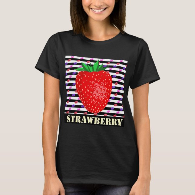 Erdbeere Retro Streifen T-Shirt (Vorderseite)