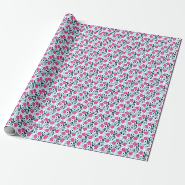 Erdbeere: Rosa Berry Nahtlos. Geschenkpapier (Ungerollt)