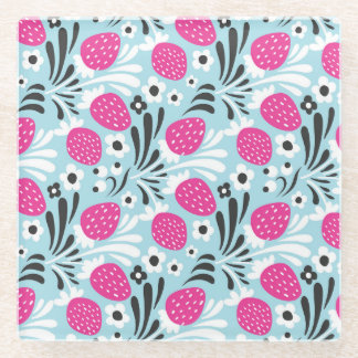 Erdbeere: Rosa Berry Nahtlos. Glasuntersetzer