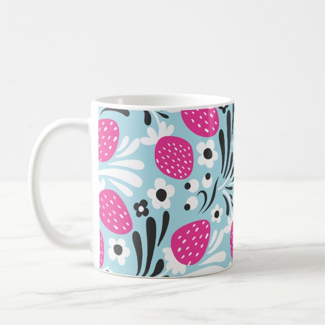 Erdbeere: Rosa Berry Nahtlos. Kaffeetasse (Links)