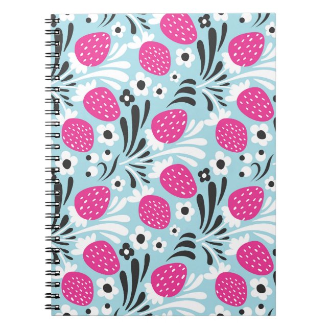 Erdbeere: Rosa Berry Nahtlos. Notizblock (Vorderseite)