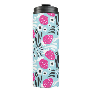 Erdbeere: Rosa Berry Nahtlos. Thermosbecher