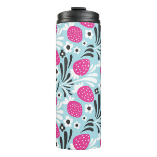 Erdbeere: Rosa Berry Nahtlos. Thermosbecher