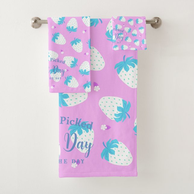 Erdbeere Rosa Blau Badhandtuch Set (Insitu)