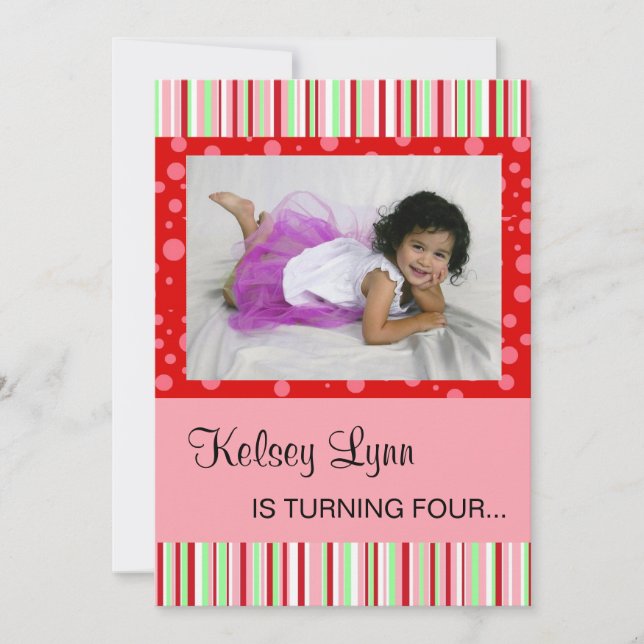 Erdbeere Rosa Einladung (Vorderseite)