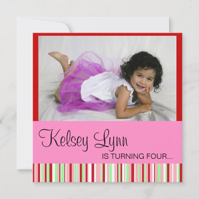 Erdbeere Rosa Einladung (Vorderseite)