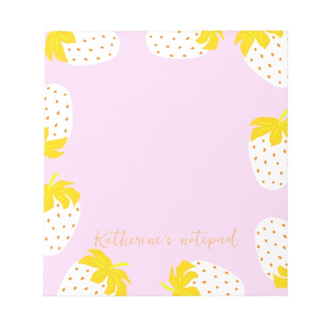 Erdbeere Rosa Gelb Notizblock (Vorderseite)