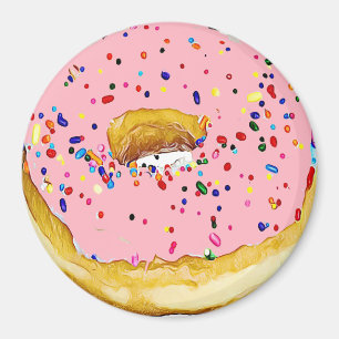 Erdbeere Rosa Mattierter Donut Sprinkles Magnet