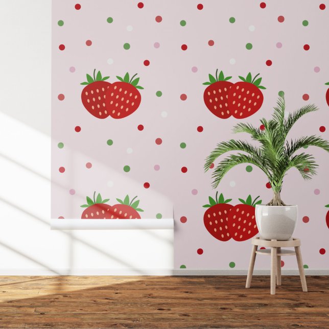 Erdbeere Rosa Mural Tapete (Strawberry Pink Mural Wallpaper)