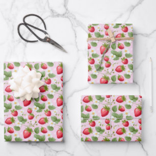 Erdbeere Rosa Rot Baby Shower Geburtstag Geschenkpapier Set
