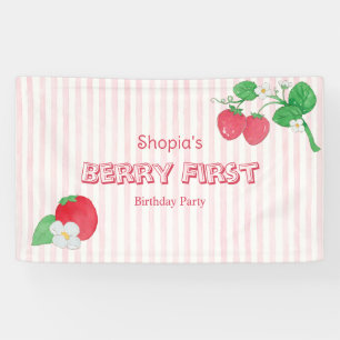 Erdbeere Rosa Streifen Mädchen Beere Erster Geburt Banner