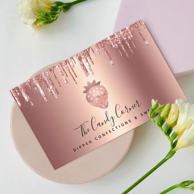 Erdbeere Rose Gold Kupfer Tropfen Confection Süßig Visitenkarte (Von Creator hochgeladen)