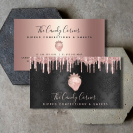 Erdbeere Rose Gold Tropfen Confection Süßigkeiten  Visitenkarte