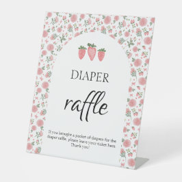 Erdbeere & Rose Kinderdusche Windeln Raffle-Zeiche Sockelschild