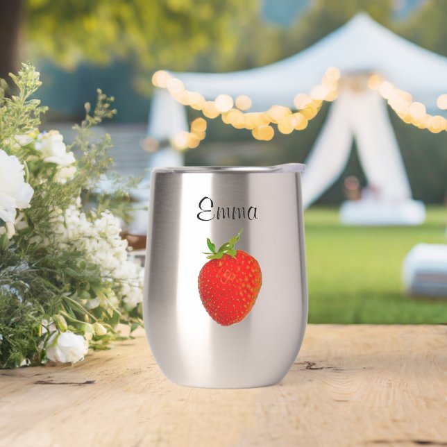 Erdbeere Rot Grüne Saftige 4Emma Wasserflasche (Hochzeit)