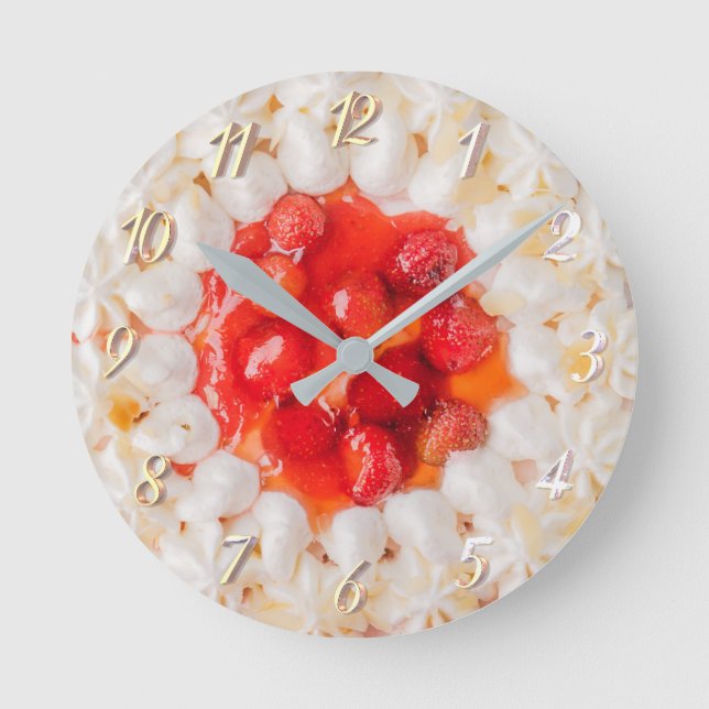 Erdbeere Runde Wanduhr (Vorderseite)