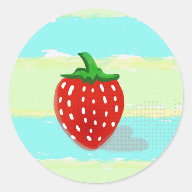 Erdbeere Runder Aufkleber (Vorderseite)