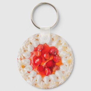 Erdbeere Shortcake Dessert rot weiß Schlüsselanhänger