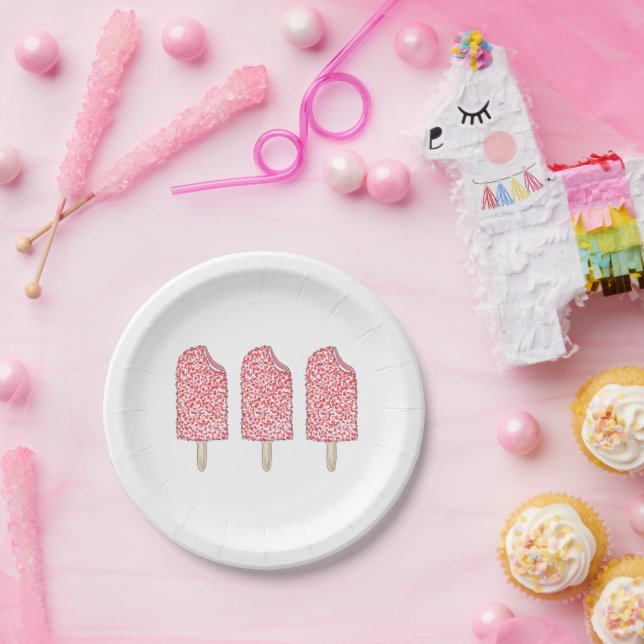 Erdbeere Shortcake Rosa Eiscreme Pop Popsiv Pappteller (Party)