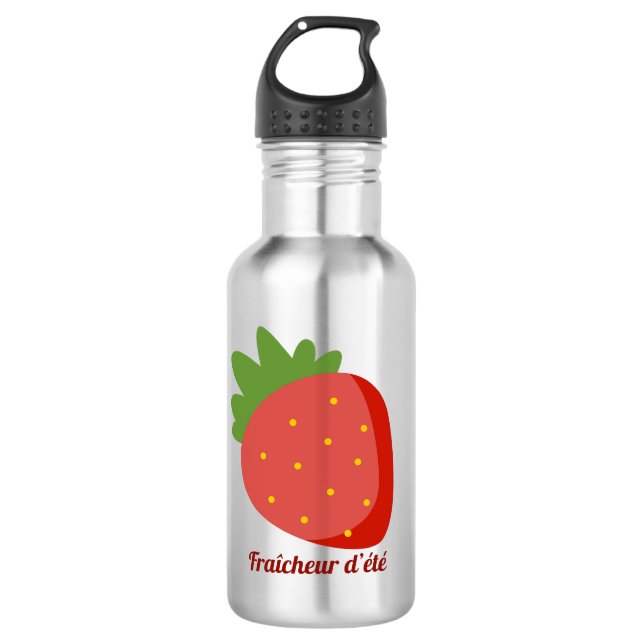 Erdbeere Sommerfrische Edelstahlflasche (Vorderseite)