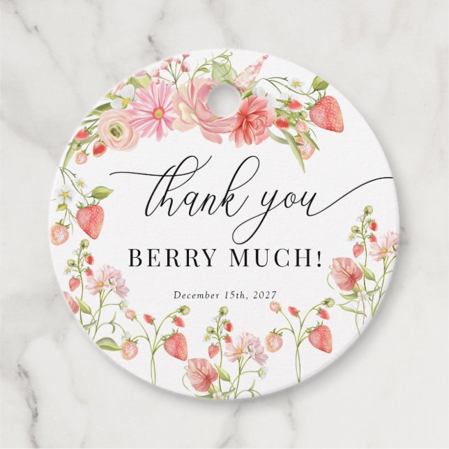 Erdbeere | Sommerliches Brautparty Geschenkanhänger (Vorderseite)