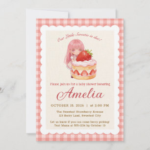 Erdbeere Süße Wasserfarbe Mädchen Baby Shower Einladung