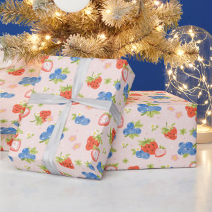 Erdbeere und Blaubeere nahtloses Muster Geschenkpapier