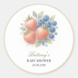 Erdbeere und Blueberry Baby Dusche Runder Aufkleber