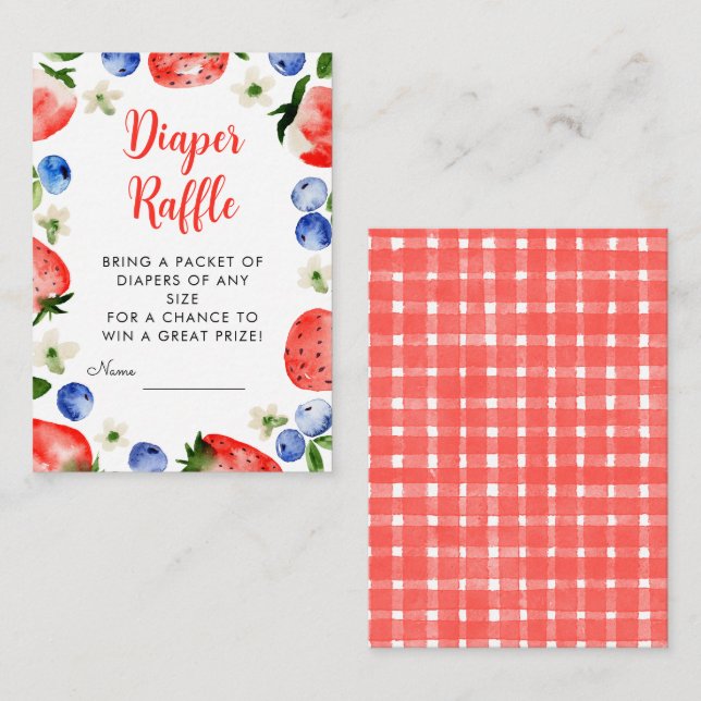 Erdbeere und Blueberry Diaper Begleitkarte (Vorne/Hinten)