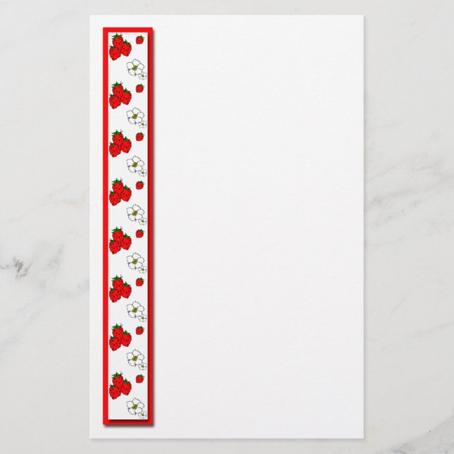 Erdbeere und Blume - Geschirr Briefpapier (Vorderseite)