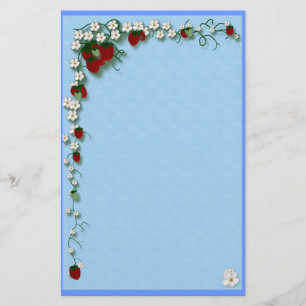 Erdbeere und Blumen Briefpapier