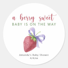 Erdbeere und Bugbrenne Baby Dusche Runder Aufkleber