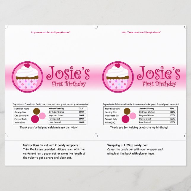 Erdbeere und Creme Candy Wrapper (Vorderseite)