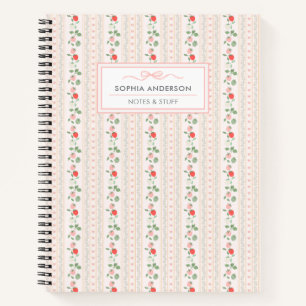 Erdbeere und Floral Shabby Chic benutzerdefinierte Notizbuch