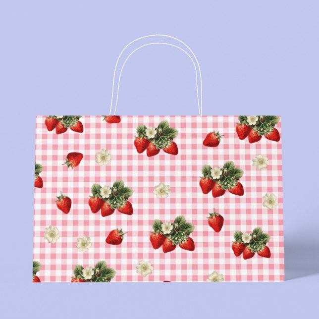 Erdbeere und Gingham niedlich Große Geschenktüte (Von Creator hochgeladen)