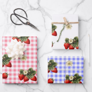 Erdbeere und Gingham niedliche Geschenkverpackunge Geschenkpapier Set