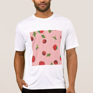 Erdbeere und Kirschmuster Rosa Frucht T-Shirt